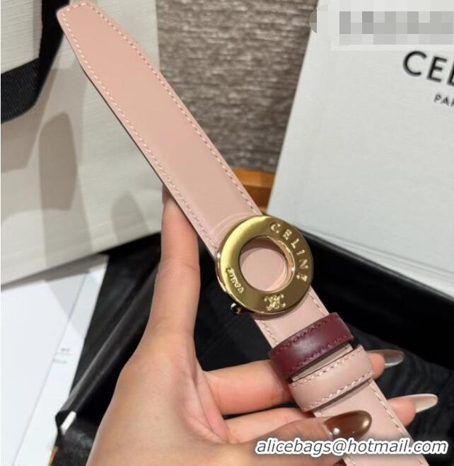 Luxury Cheap Celine Disc Belt 2.5cm taurillon Leather B100L6ATZ Pink/Burgundy 2026