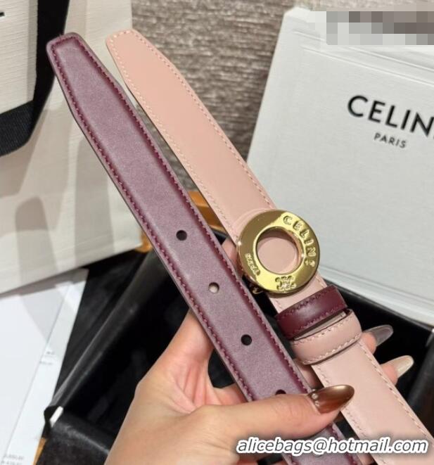 Luxury Cheap Celine Disc Belt 2.5cm taurillon Leather B100L6ATZ Pink/Burgundy 2026