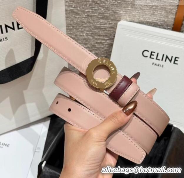 Luxury Cheap Celine Disc Belt 2.5cm taurillon Leather B100L6ATZ Pink/Burgundy 2026