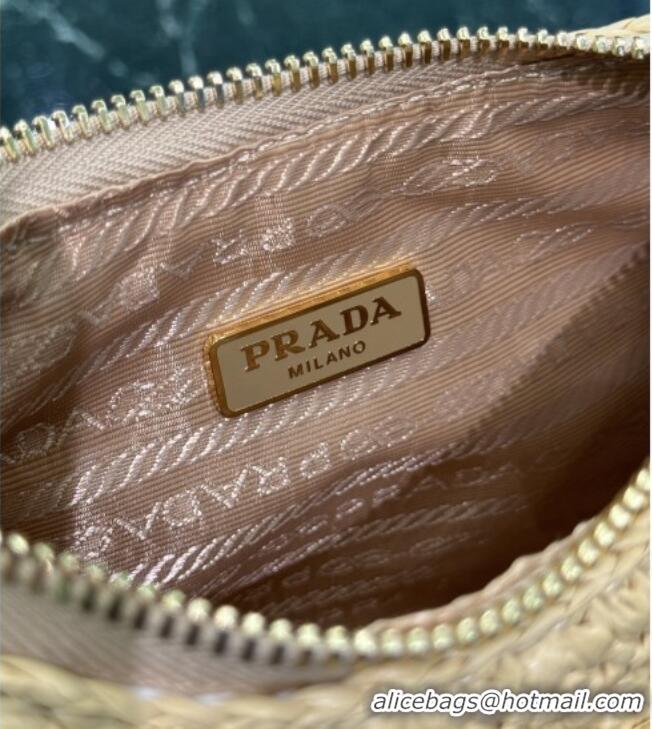 Top Grade Prada Re-edition Crochet Raffia-effect Mini Bag with Gold Chain 1BC204 2026