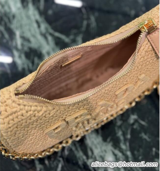 Top Grade Prada Re-edition Crochet Raffia-effect Mini Bag with Gold Chain 1BC204 2026