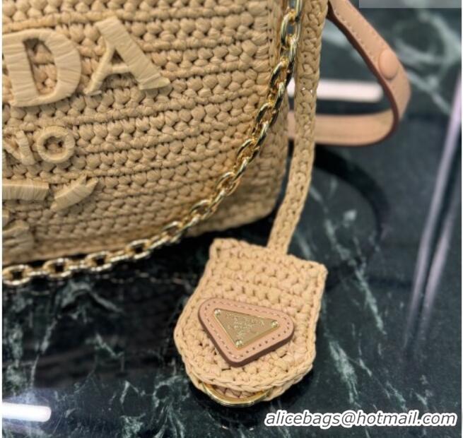 Top Grade Prada Re-edition Crochet Raffia-effect Mini Bag with Gold Chain 1BC204 2026