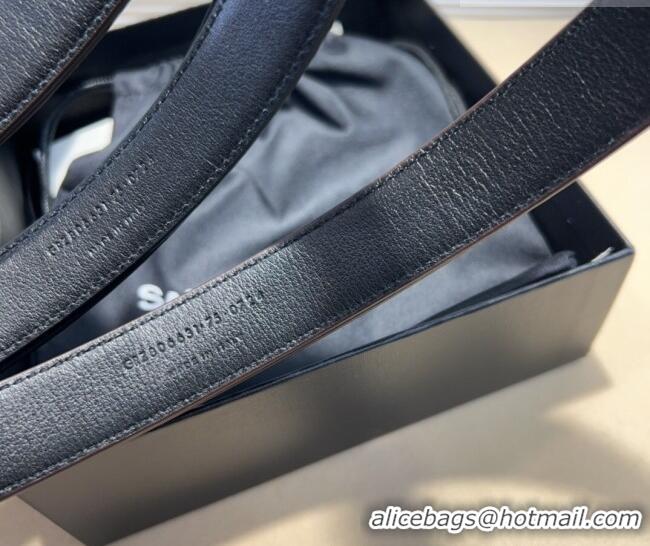 Most Popular Saint Laurent Crocodile Embossed Leather Belt 2.5cm 0317 Black/Gold 2025