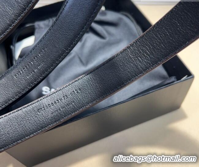 Popular Style Saint Laurent Crocodile Embossed Leather Belt 2.5cm 0317 Brown/Silver 2025