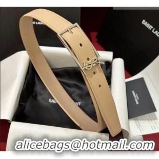 Best Price Saint Laurent New Cassandre Belt 3cm in Calf Leather 0617 Beige 2025