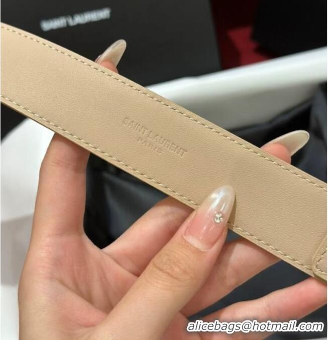 Best Price Saint Laurent New Cassandre Belt 3cm in Calf Leather 0617 Beige 2025