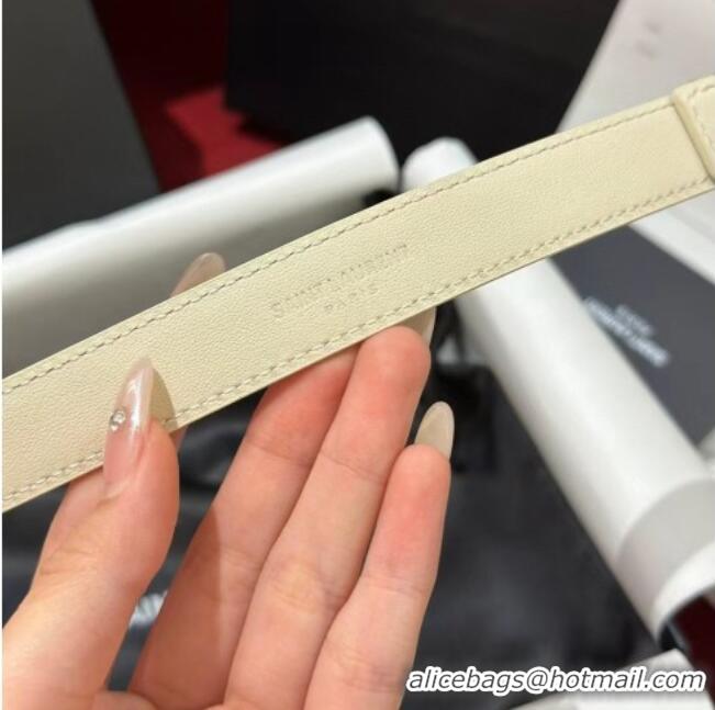 Buy Fashionable Saint Laurent New Cassandre Belt 3cm in Calf Leather 0617 White 2025