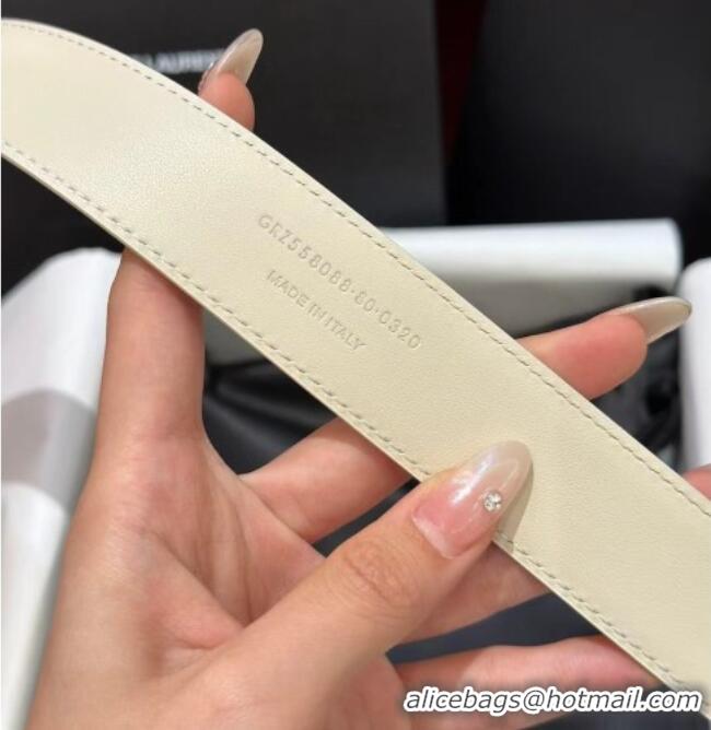 Buy Fashionable Saint Laurent New Cassandre Belt 3cm in Calf Leather 0617 White 2025