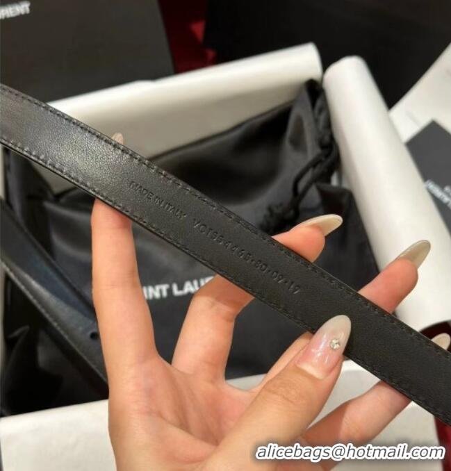 Big Discount Saint Laurent New Cassandre Belt 2cm in Calf Leather 0617 Black/Gold 2025