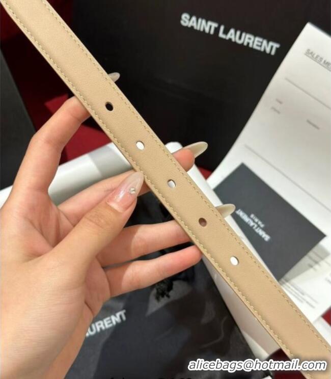 Well Crafted Saint Laurent New Cassandre Belt 2cm in Calf Leather 0617 Beige 2025