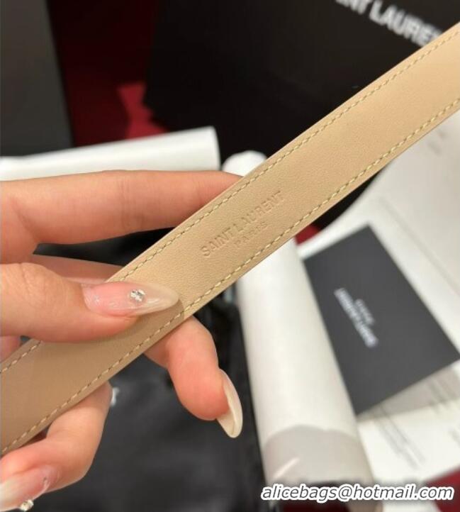 Well Crafted Saint Laurent New Cassandre Belt 2cm in Calf Leather 0617 Beige 2025