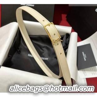 Best Price Saint Laurent New Cassandre Belt 2cm in Calf Leather 0617 White 2025