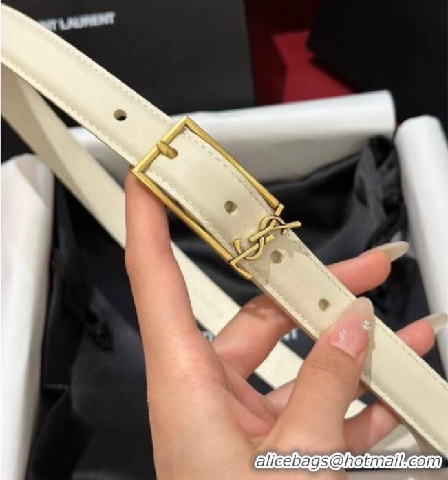 Best Price Saint Laurent New Cassandre Belt 2cm in Calf Leather 0617 White 2025