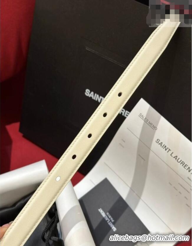 Best Price Saint Laurent New Cassandre Belt 2cm in Calf Leather 0617 White 2025