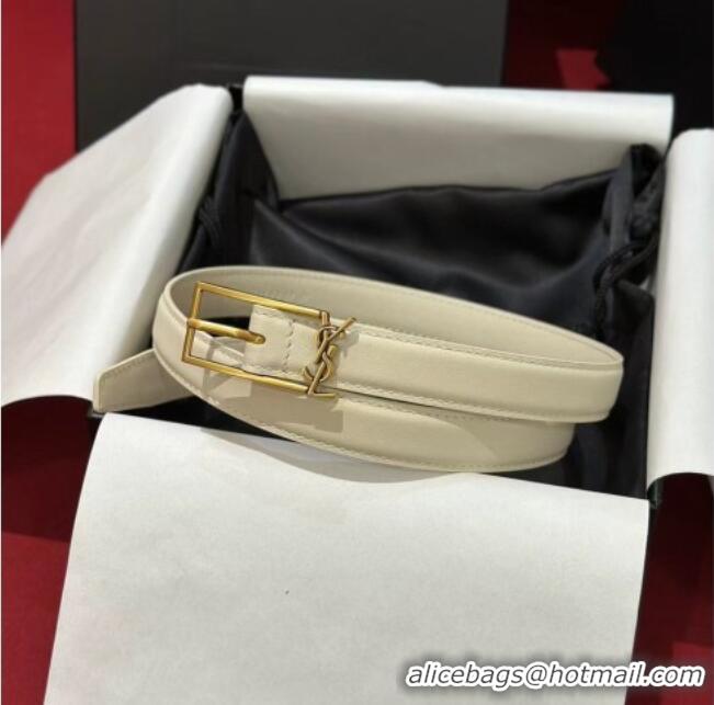 Best Price Saint Laurent New Cassandre Belt 2cm in Calf Leather 0617 White 2025