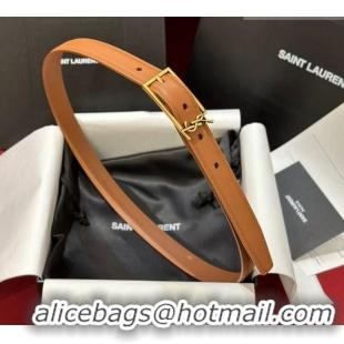Best Price Saint Laurent New Cassandre Belt 2cm in Calf Leather 0617 Brown 2025