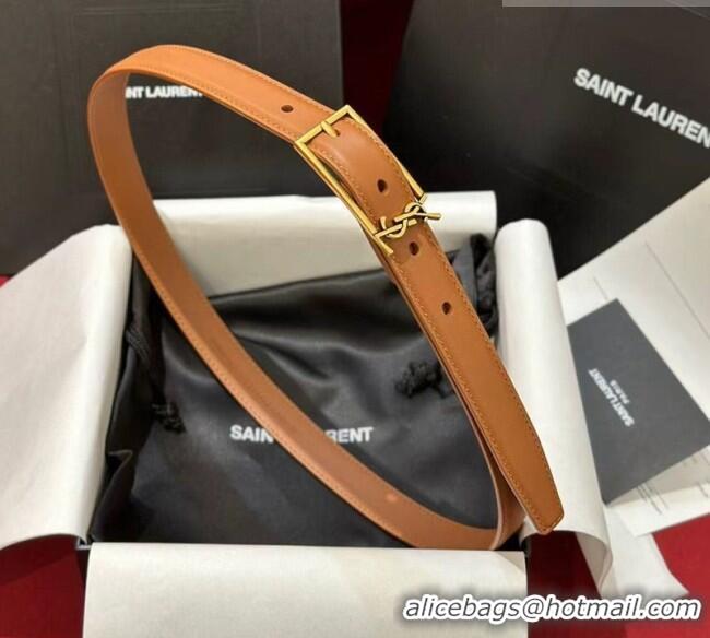 Best Price Saint Laurent New Cassandre Belt 2cm in Calf Leather 0617 Brown 2025