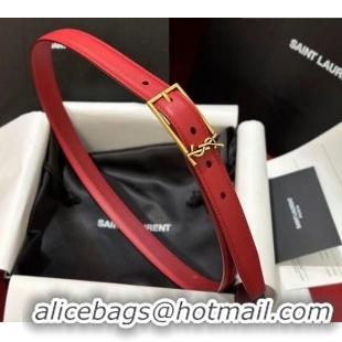Buy Fashionable Saint Laurent New Cassandre Belt 2cm in Calf Leather 0617 Red 2025