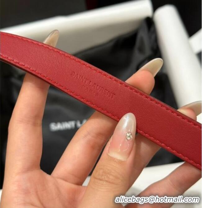 Buy Fashionable Saint Laurent New Cassandre Belt 2cm in Calf Leather 0617 Red 2025