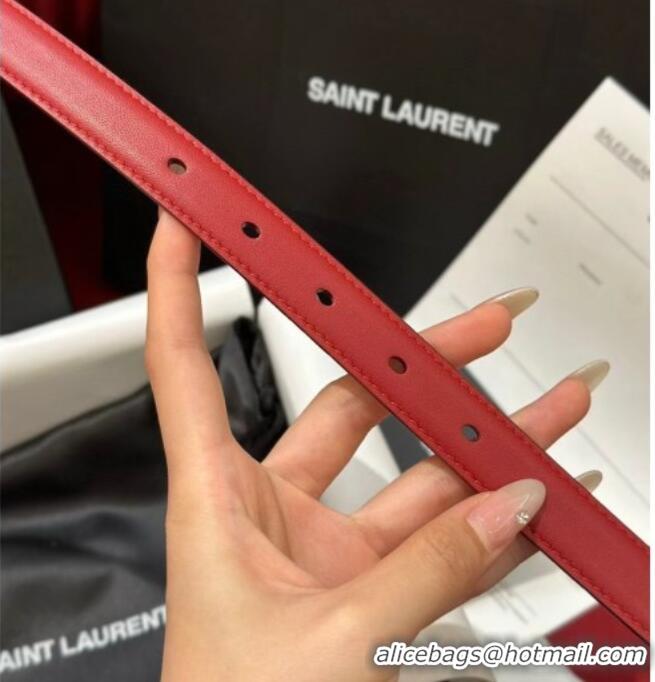 Buy Fashionable Saint Laurent New Cassandre Belt 2cm in Calf Leather 0617 Red 2025