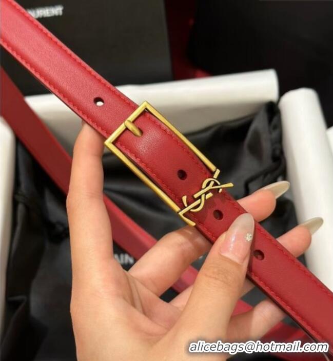 Buy Fashionable Saint Laurent New Cassandre Belt 2cm in Calf Leather 0617 Red 2025