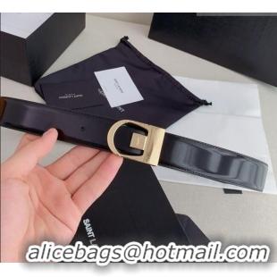Best Price Saint Laurent Reversible Patent Leather Belt 3cm 0617 Black/Gold 2025