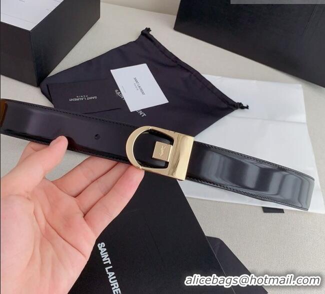 Best Price Saint Laurent Reversible Patent Leather Belt 3cm 0617 Black/Gold 2025
