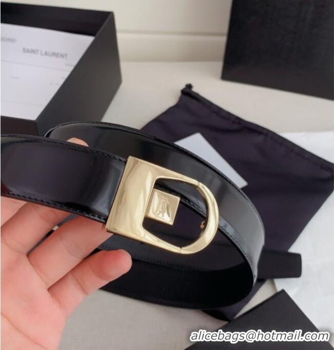 Best Price Saint Laurent Reversible Patent Leather Belt 3cm 0617 Black/Gold 2025
