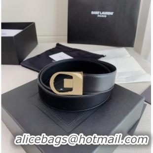 Reasonable Price Saint Laurent Reversible Calf Leather Belt 3cm 0617 Black/Gold 2025
