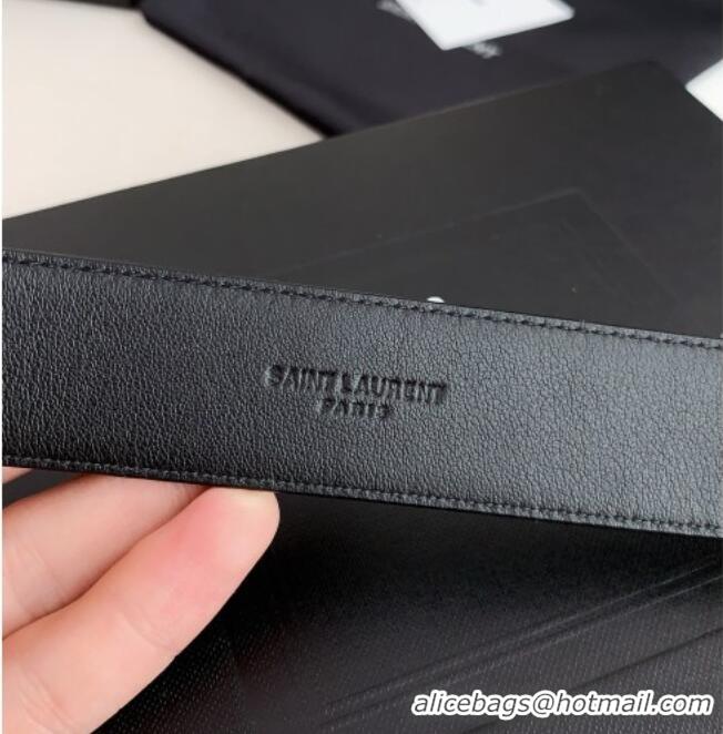 Reasonable Price Saint Laurent Reversible Calf Leather Belt 3cm 0617 Black/Gold 2025