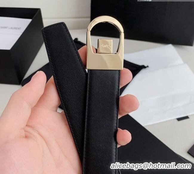 Reasonable Price Saint Laurent Reversible Calf Leather Belt 3cm 0617 Black/Gold 2025