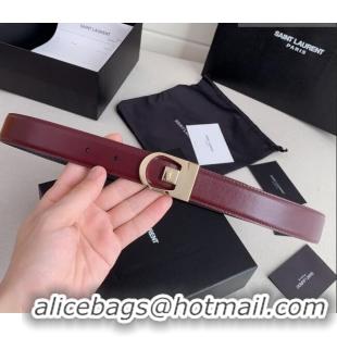 Traditional Specials Saint Laurent Reversible Leather Belt 3cm 0617 Dark Burgundy/Gold 2025