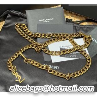 Best Price Saint Laurent YSL Metal-tone Chain Belt 0724 Aged Gold 2025