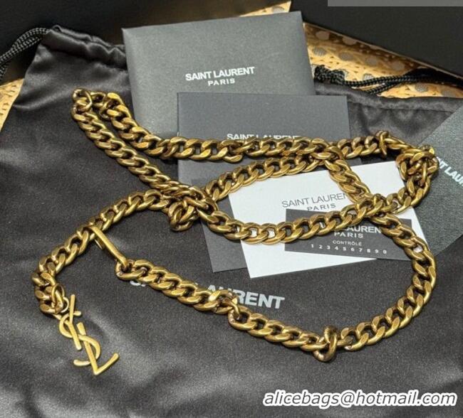 Best Price Saint Laurent YSL Metal-tone Chain Belt 0724 Aged Gold 2025
