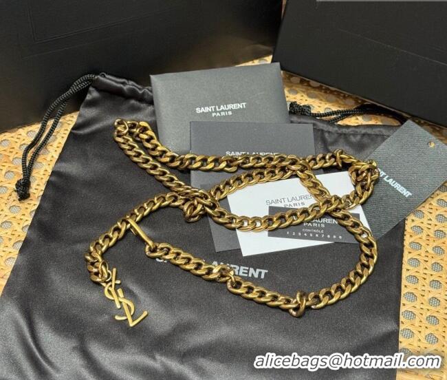 Best Price Saint Laurent YSL Metal-tone Chain Belt 0724 Aged Gold 2025