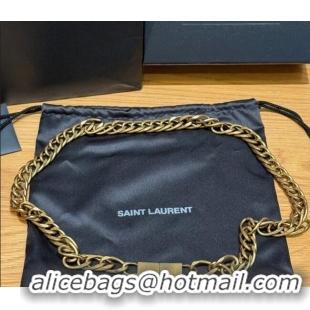 Top Quality Saint Laurent Wide Gold-Tone Chain Belt 0724 Aged Gold 2025