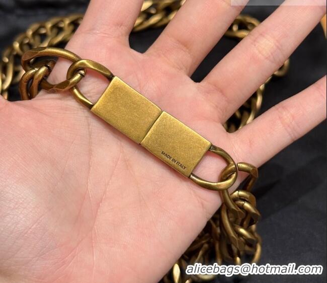 Top Quality Saint Laurent Wide Gold-Tone Chain Belt 0724 Aged Gold 2025