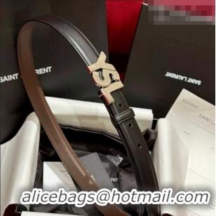 Reasonable Price Saint Laurent Women's Supple Calfskin Leather Belt 2.5cm with Maxi YSL Buckle 25060 Black/Silver 2025