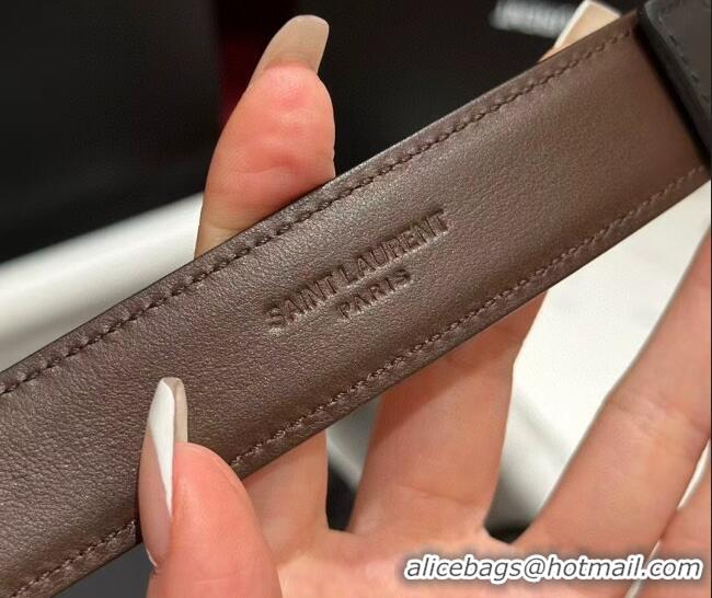 Reasonable Price Saint Laurent Women's Supple Calfskin Leather Belt 2.5cm with Maxi YSL Buckle 25060 Black/Silver 2025