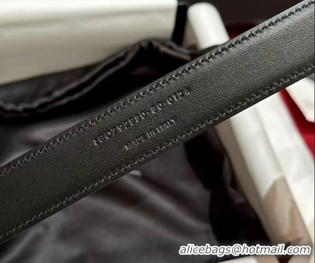 Best Quality Saint Laurent Women's Supple Calfskin Leather Belt 2.5cm with Maxi YSL Buckle 25060 White/Aged Gold 2025