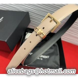 Unique Discount Saint Laurent Calfskin Leather Belt 3cm with Heart Charm YSL091201 Beige/Gold 2025