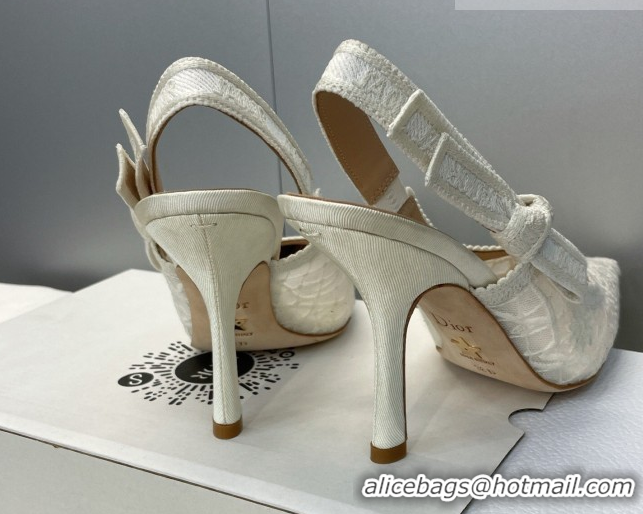 Best Product Dior J'Adior Slingbacks Pump 9.5cm in Transparent Mesh Embroidered with Millefiori Motif White 2026 0302039