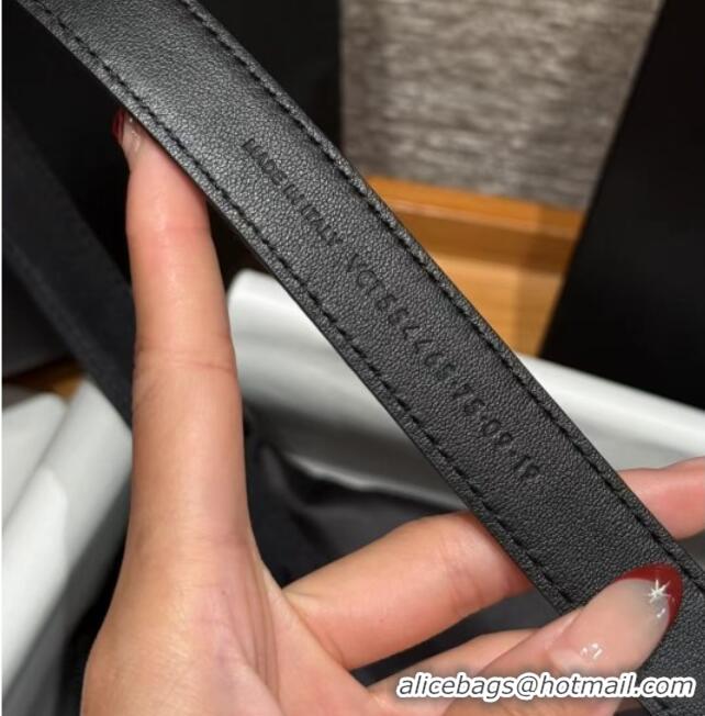 Cheapest Saint Laurent Cassandre Belt 2cm in Suede and Leather YSL26010401 Black/Silver 2025