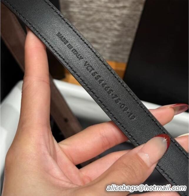 Discount Saint Laurent Cassandre Belt 2cm in Suede and Leather YSL26010401 Dark Brown/Gold 2025