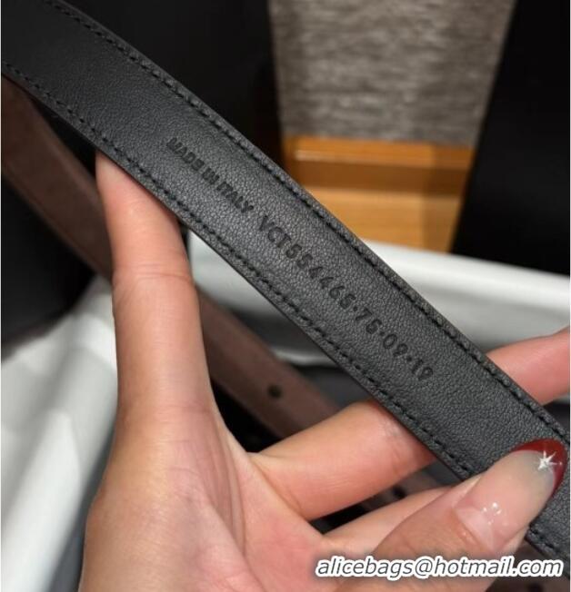 Low Cost Saint Laurent Cassandre Belt 2cm in Suede and Leather YSL26010401 Dark Brown/Silver 2025