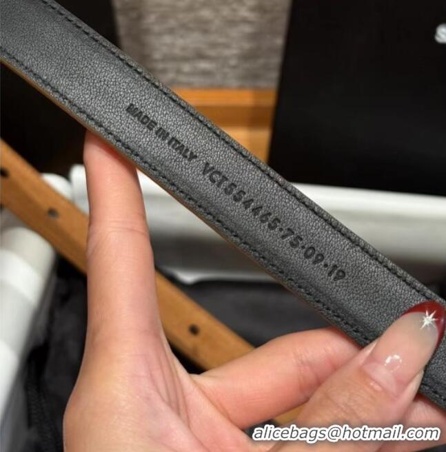 Best Grade Saint Laurent Cassandre Belt 2cm in Suede and Leather YSL26010401 Brown/Silver 2025