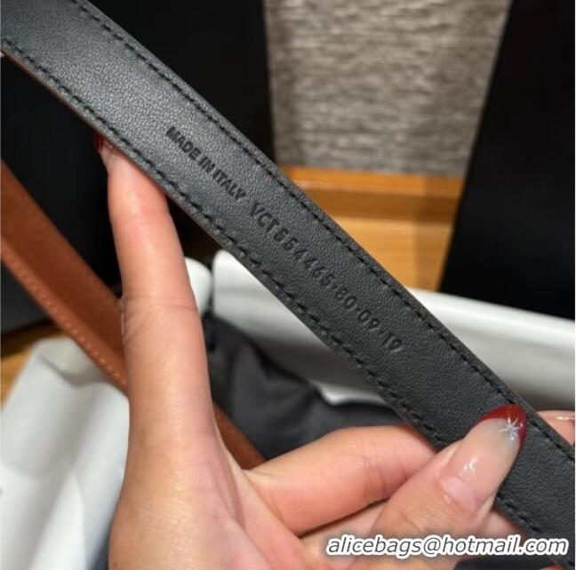 Famous Brand Saint Laurent Cassandre Belt 2cm in Suede and Leather YSL26010401 Dark Brown/Gold 2025