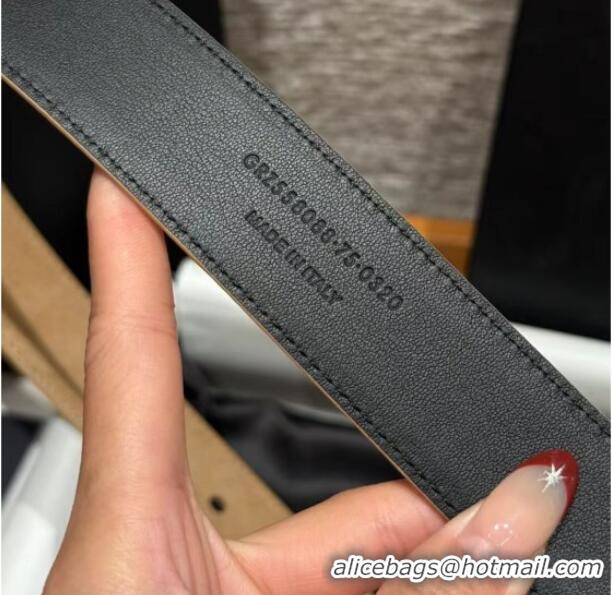 Grade Discount Saint Laurent Cassandre Belt 3cm in Suede and Leather YSL26010401 Light Beige 2025