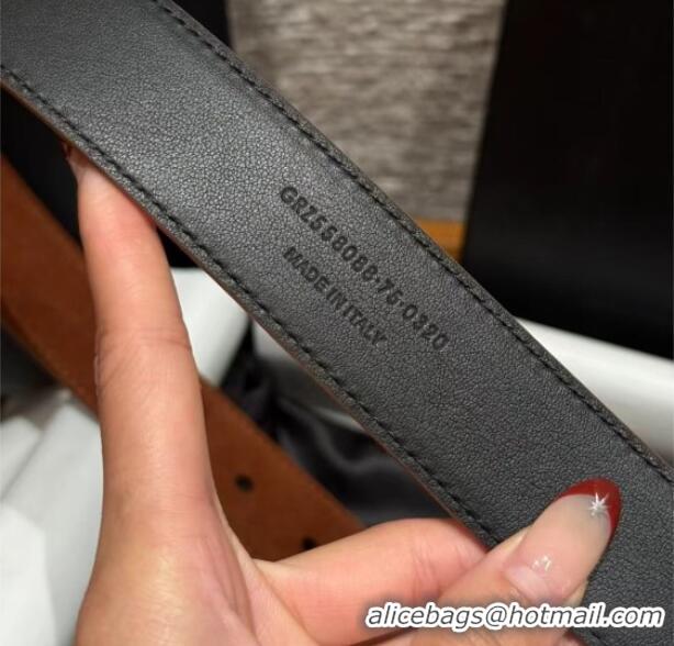 Inexpensive Saint Laurent Cassandre Belt 3cm in Suede and Leather YSL26010401 Brown 2025