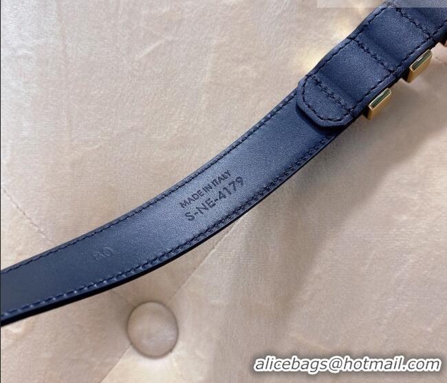 Modern Classic Saint Laurent Calfskin Leather Belt 3cm YSL26010402 Blue/Gold 2025